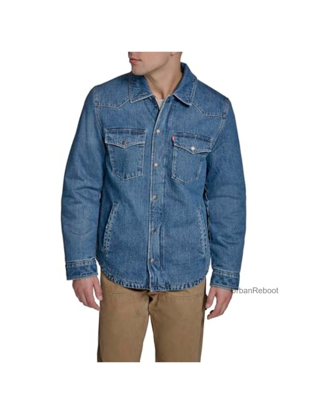Men's Cotton Western Shirt Jacket Quilted Lined Midweight Layering
